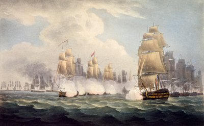 La sconfitta dei francesi sotto Linois da parte dello squadrone del commodoro Dance, 15 febbraio 1804, da The Naval Chronology of Great Britain di J. Ralfe da English School