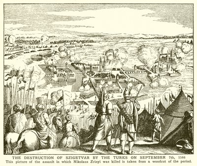 La distruzione di Szigetvar da parte dei turchi il 7 settembre 1566 da English School