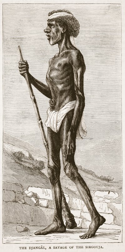 Il Djangal, un Selvaggio del Sirgouja, illustrazione da Cassells Illustrated History of England da English School
