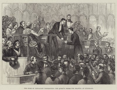Il Duca di Connaught distribuisce i Premi della Regina per il Disegno alla Guildhall da English School