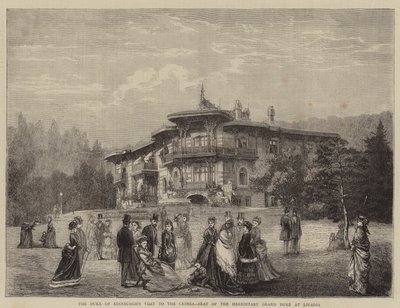 La visita del Duca di Edimburgo in Crimea, sede del Granduca Ereditario a Livadia (incisione) da English School