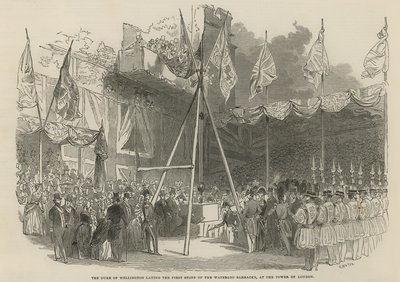 Il Duca di Wellington posa la prima pietra delle Caserme di Waterloo da English School