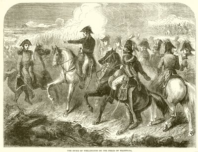 Il Duca di Wellington sul campo di Waterloo da English School