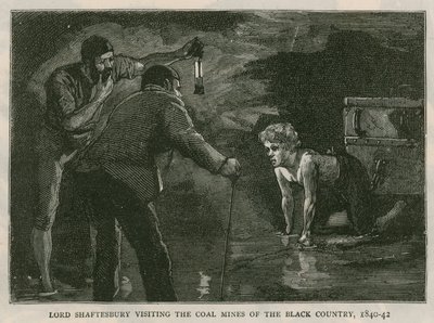 Il conte di Shaftesbury; visitando le miniere di carbone del Black Country, 1840-41; da The Graphic, 10 ottobre 1885 da English School