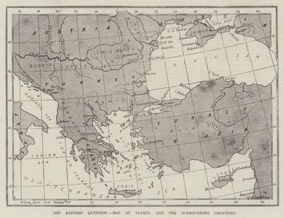 La questione orientale, mappa della Turchia e dei paesi circostanti da English School