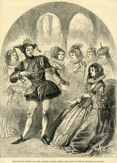 Il giullare inglese e le dame spagnole durante la visita del Principe Carlo a Madrid da English School