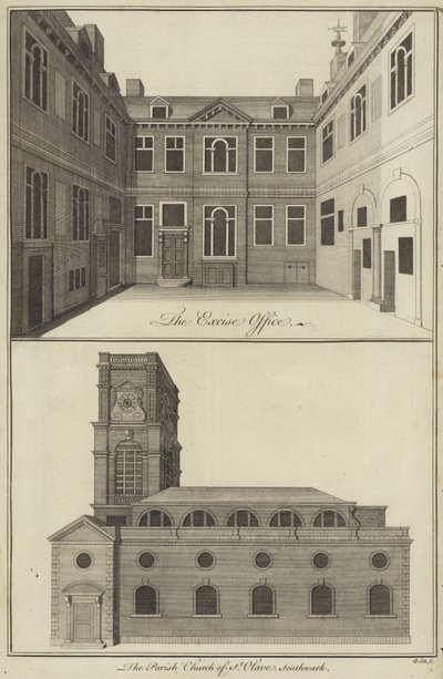 Excise Office, Londra e Chiesa parrocchiale di St Olave, Southwark da English School
