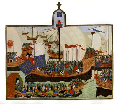 La spedizione dei francesi e dei genovesi in Barberia, dalle "Cronache di Froissart", illustrate in "The Chronicler of European Chivalry". da English School