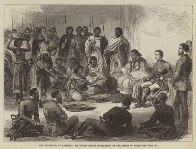 La Spedizione in Abissinia, Sir Robert Napier intrattenuto dal Principe di Tigre (incisione) da English School
