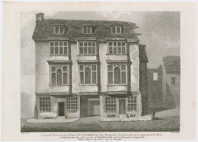 La Taverna del Falcone a Bankside, Southwark. Come appariva nel 1805 da English School