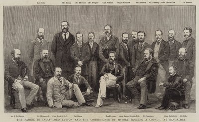 La carestia in India, Lord Lytton e il Commissario di Mysore in consiglio a Bangalore da English School