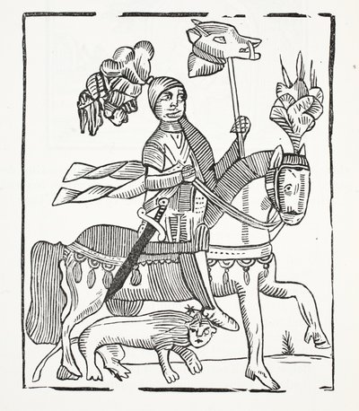 La famosa storia di Guy, conte di Warwick, illustrazione da Chap-books del XVIII secolo di John Ashton, pub. 1882 da English School