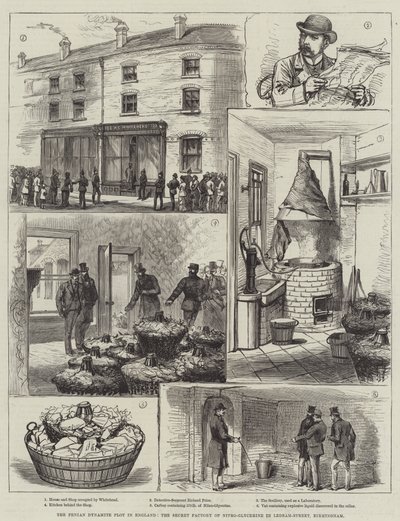 Il complotto dinamitardo feniano in Inghilterra, la fabbrica segreta di nitroglicerina in Ledsam-Street, Birmingham da English School