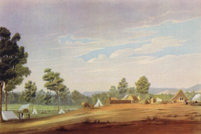 Il primo sito di Adelaide, Australia Meridionale, c1837 da English School