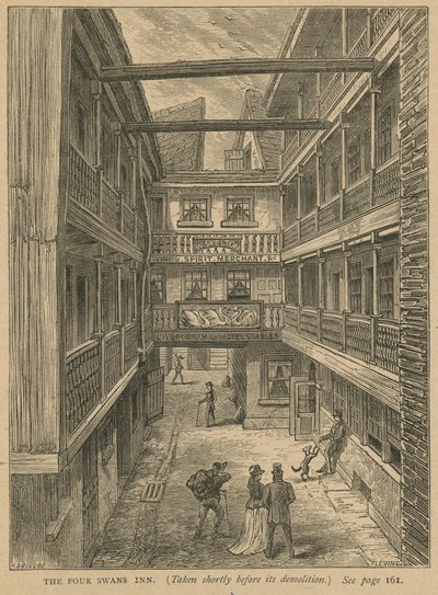 The Four Swans Inn, poco prima della sua demolizione da English School