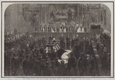 Il funerale del defunto principe consorte, la cerimonia funebre nel coro (incisione) da English School