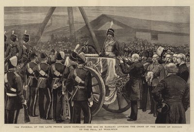 Il funerale del defunto principe Louis Napoleon, il duca di Bassano che affigge la Croce della Legion d