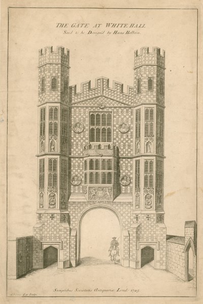 La Porta a Whitehall. Si dice progettata da Hans Holbein da English School