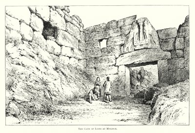 La Porta dei Leoni a Micene (incisione) da English School