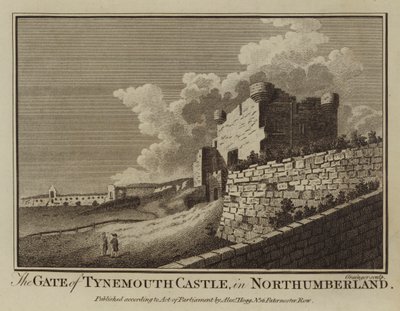 La Porta del Castello di Tynemouth, nel Northumberland (incisione) da English School