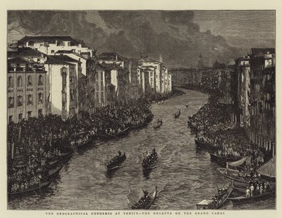 Il Congresso Geografico a Venezia, la regata sul Canal Grande (incisione) da English School