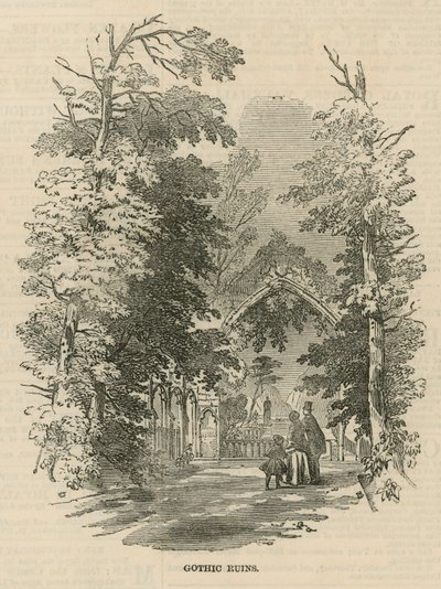 Le rovine gotiche nei Vauxhall Gardens da English School