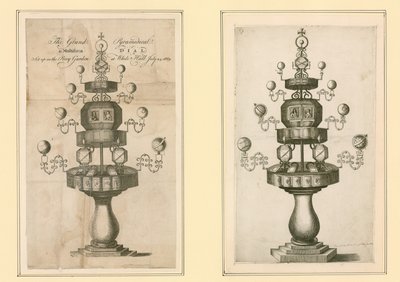 Il Grande Orologio Piramidale e Multiforme installato nel Giardino Privato a Whitehall, 24 luglio 1669 da English School