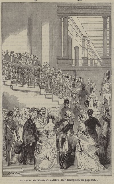 La Grande Scalinata, Palazzo di St James, Londra, Una Sala da Disegno da English School