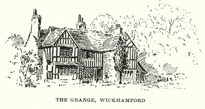 Il Grange, Wickhamford (litografia) da English School