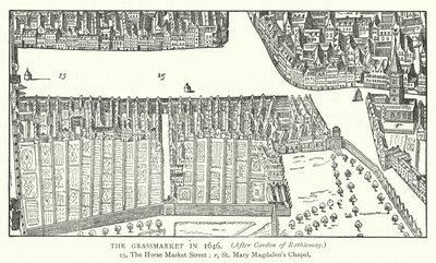 Il Grassmarket nel 1646 da English School