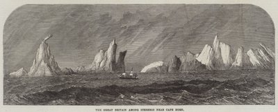 La Great Britain tra gli iceberg vicino a Capo Horn (incisione) da English School