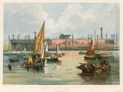 Il Great Eastern sugli scali, visto dal fiume Tamigi da English School