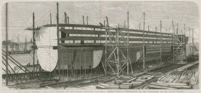 La nave a vapore Great Eastern; Costruzione sugli stocks, Millwall da English School