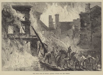 Il grande incendio a Dublino, zappatori che tagliano il whisky da English School