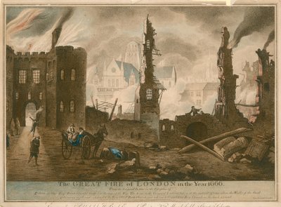 Il grande incendio di Londra nel 1666 da English School