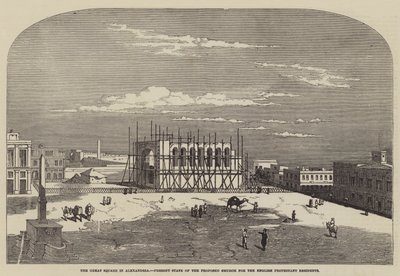 La grande piazza di Alessandria, stato attuale della chiesa proposta per i residenti protestanti inglesi da English School