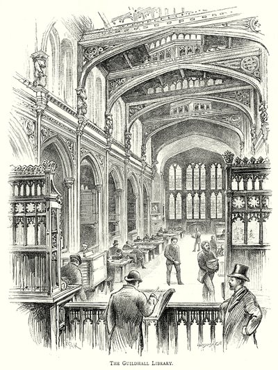 La biblioteca Guildhall (incisione) da English School