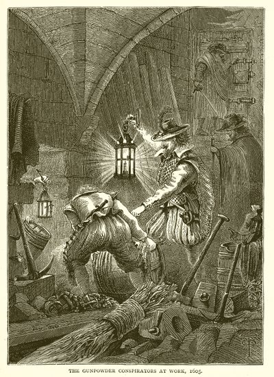 I Cospiratori della Polvere da Sparo al Lavoro, 1605 da English School