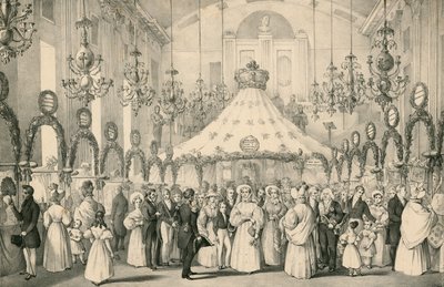 Le sale di Hanover Square quando la Regina Vittoria prese la visione privata della fiera di beneficenza a favore degli stranieri in difficoltà, tenutasi il 19 giugno 1833 da English School