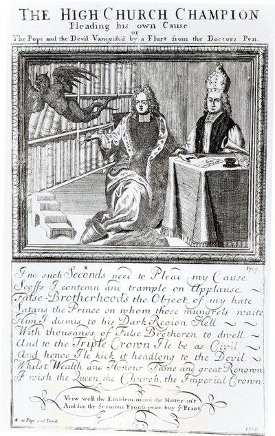 Il campione della Chiesa Alta, che difende la propria causa, 1709 da English School