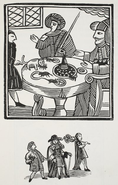 La storia di Sir Richard Whittington, tre volte sindaco di Londra, illustrazione da Chap-books del XVIII secolo di John Ashton, pub. 1882 da English School