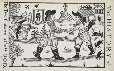 La storia dei due bambini nel bosco, illustrazione da Chap-books del XVIII secolo di John Ashton, pub. 1882 da English School