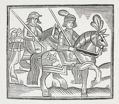 La storia della vita e della morte di quel nobile cavaliere Sir Bevis di Southampton, illustrazione da Chap-books del XVIII secolo di John Ashton, pub. 1882 da English School