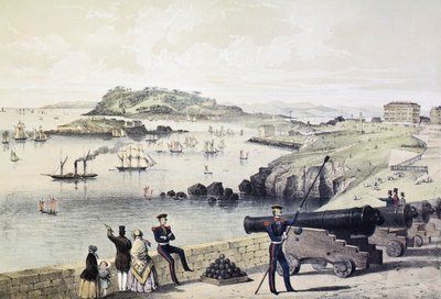 The Hoe, Drakes Island e Mt Edgecumbe dalla Cittadella, pubblicato da Newman und Co da English School