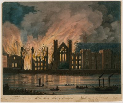 Le Case dei Lord e dei Comuni in fiamme, 16 ottobre 1834 da English School