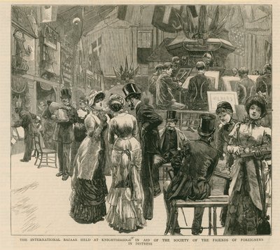 Il bazar internazionale tenuto a Knightsbridge a favore della società degli amici degli stranieri in difficoltà da English School