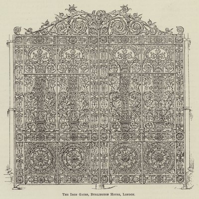 Le porte di ferro, Burlington House, Londra (incisione) da English School
