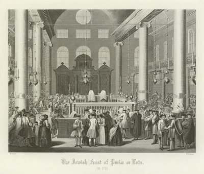 La festa ebraica di Purim, o delle sorti, 1712 da English School