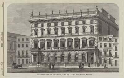 Junior Carlton Club-House, Pall Mall, Mr David Brandon, Architetto (incisione) da English School