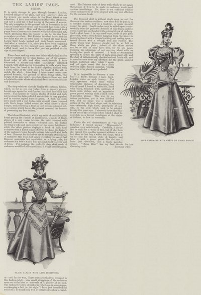 La pagina delle signore, abbigliamento (incisione) da English School